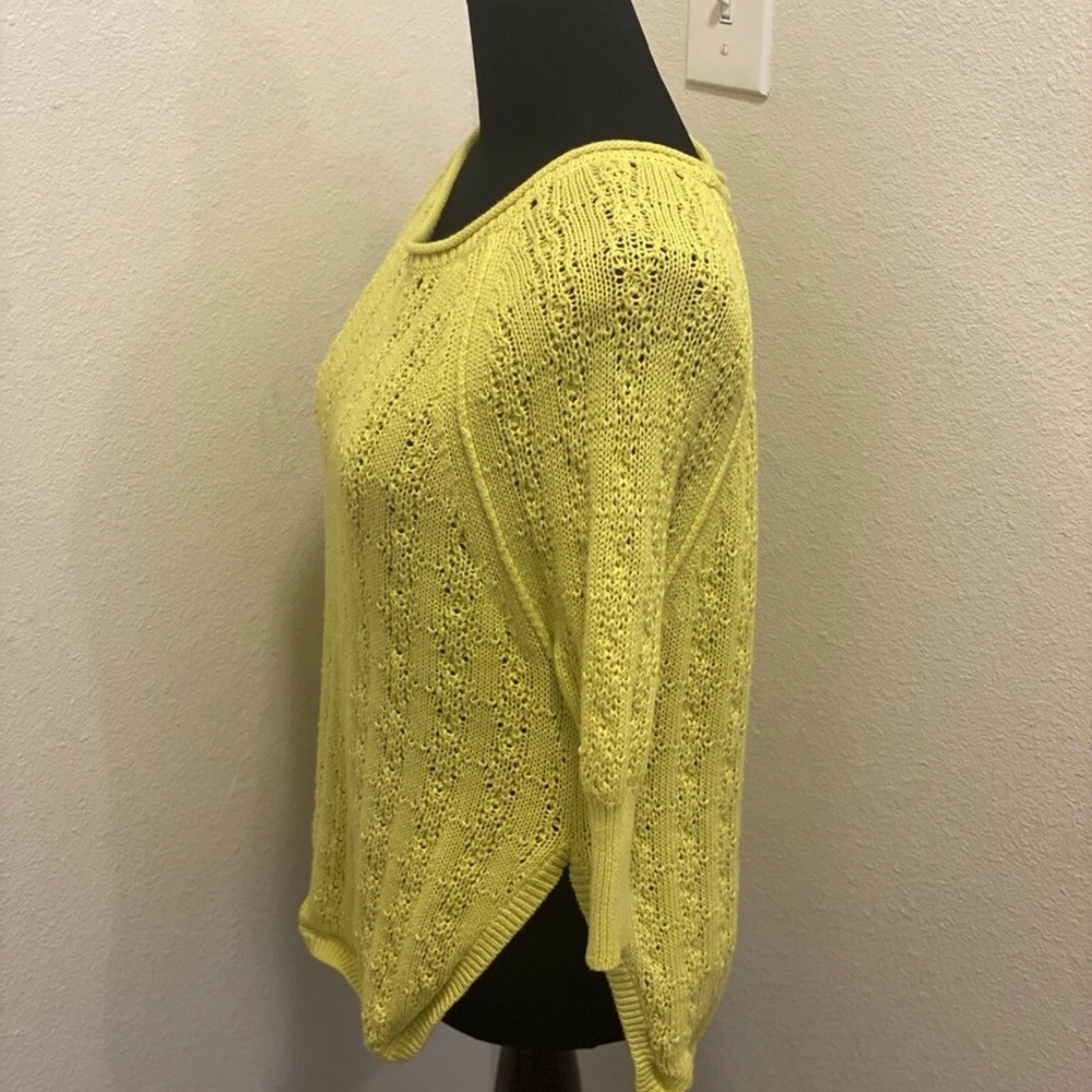 2 FOR $20Anthropologie Sparrow Neon Yellow Sweater Tunic Knit Top 100% Cotton XS - Picture 3 of 6